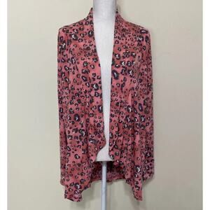 Comfort Code Hi-Low Shawl Collar Wrap Fuzzy Animal Desert Rose Pink, Size 1X